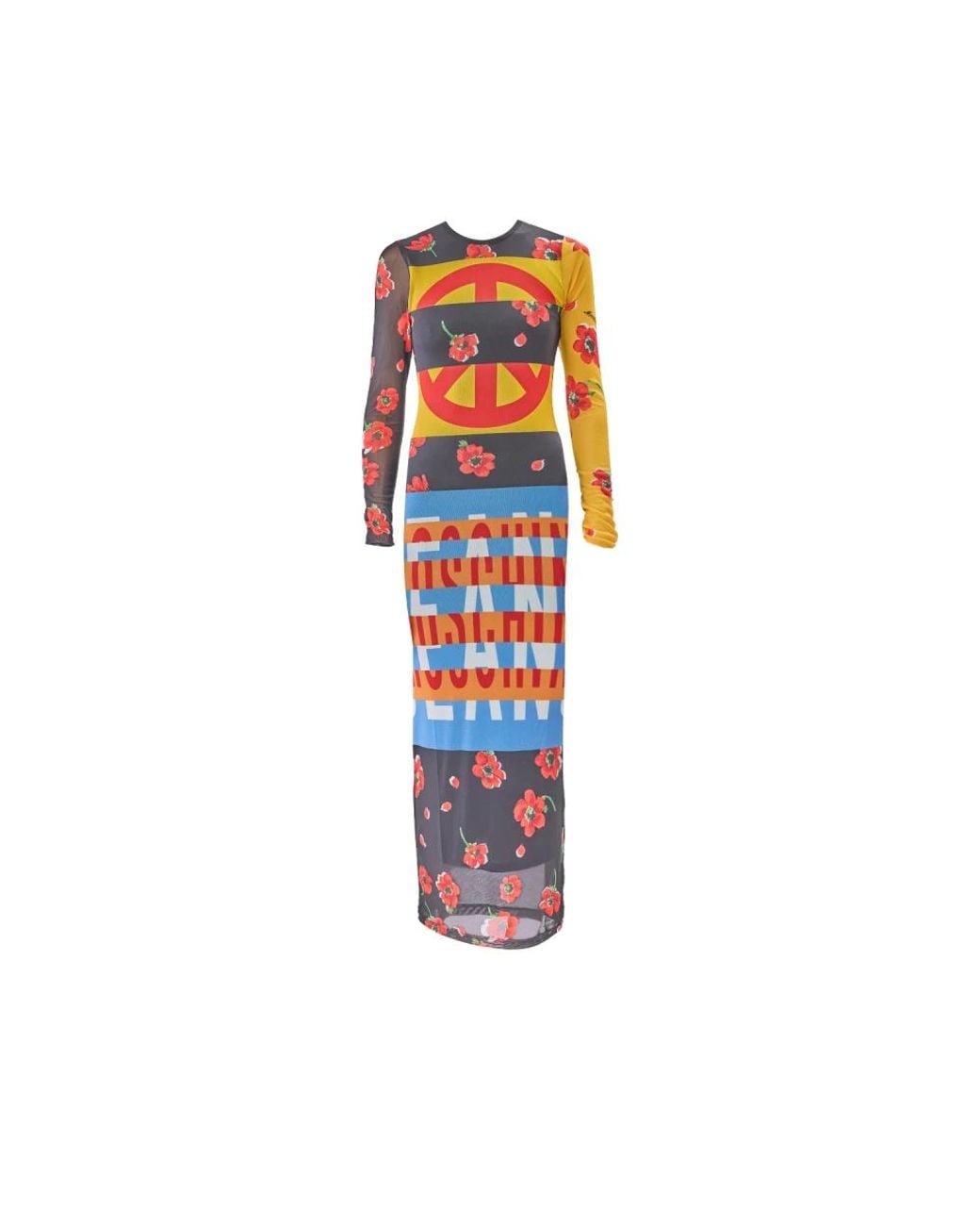 Moschino Kleedjes ,Veelkleurig ,Polyester Abito Lungo Tulle Stampa Ml in het Blue