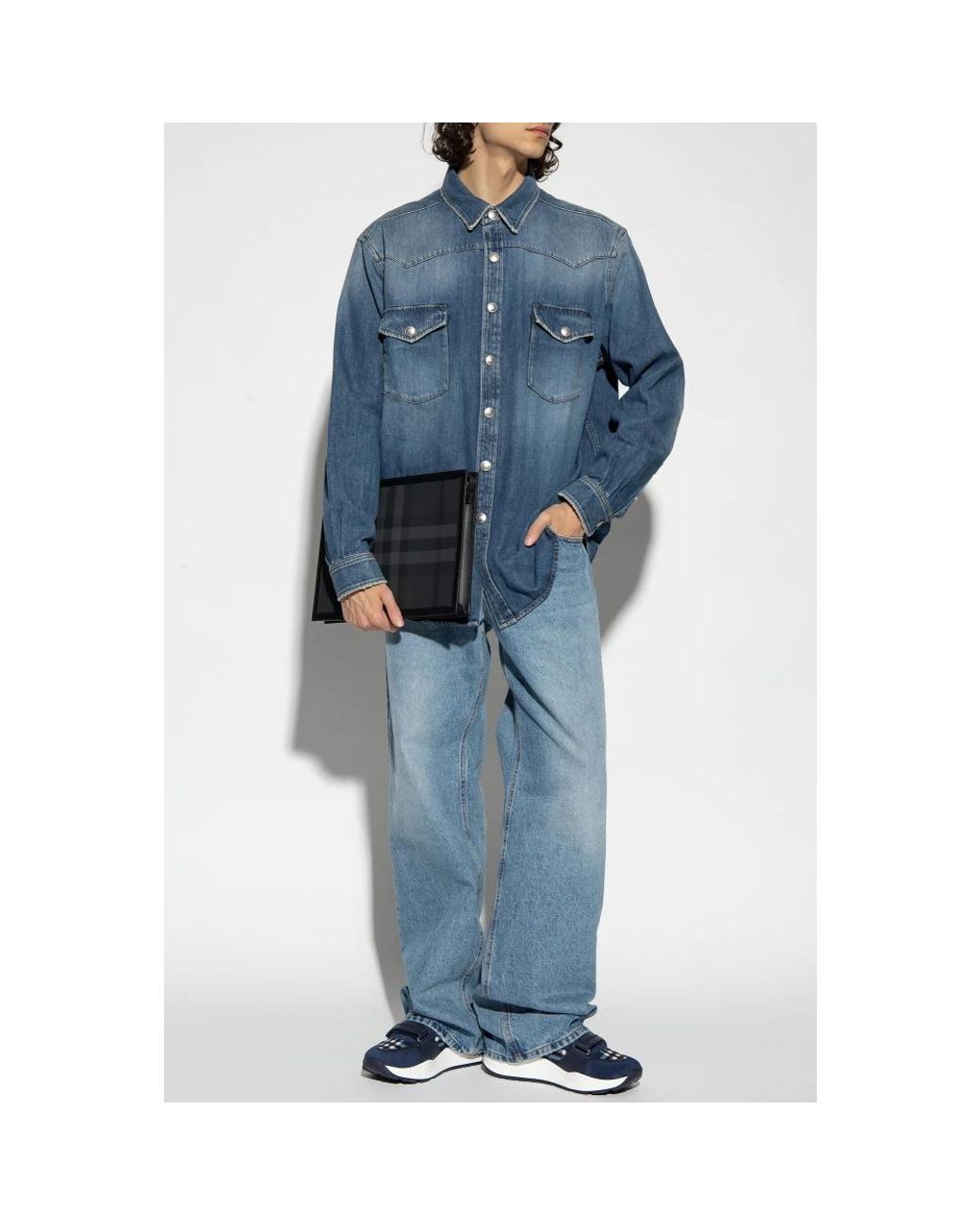 Denim Shirts Burberry pour homme en coloris Blue