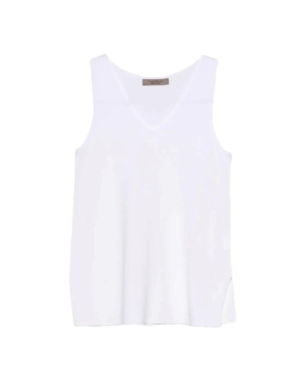 D.exterior White Sleeveless Tops