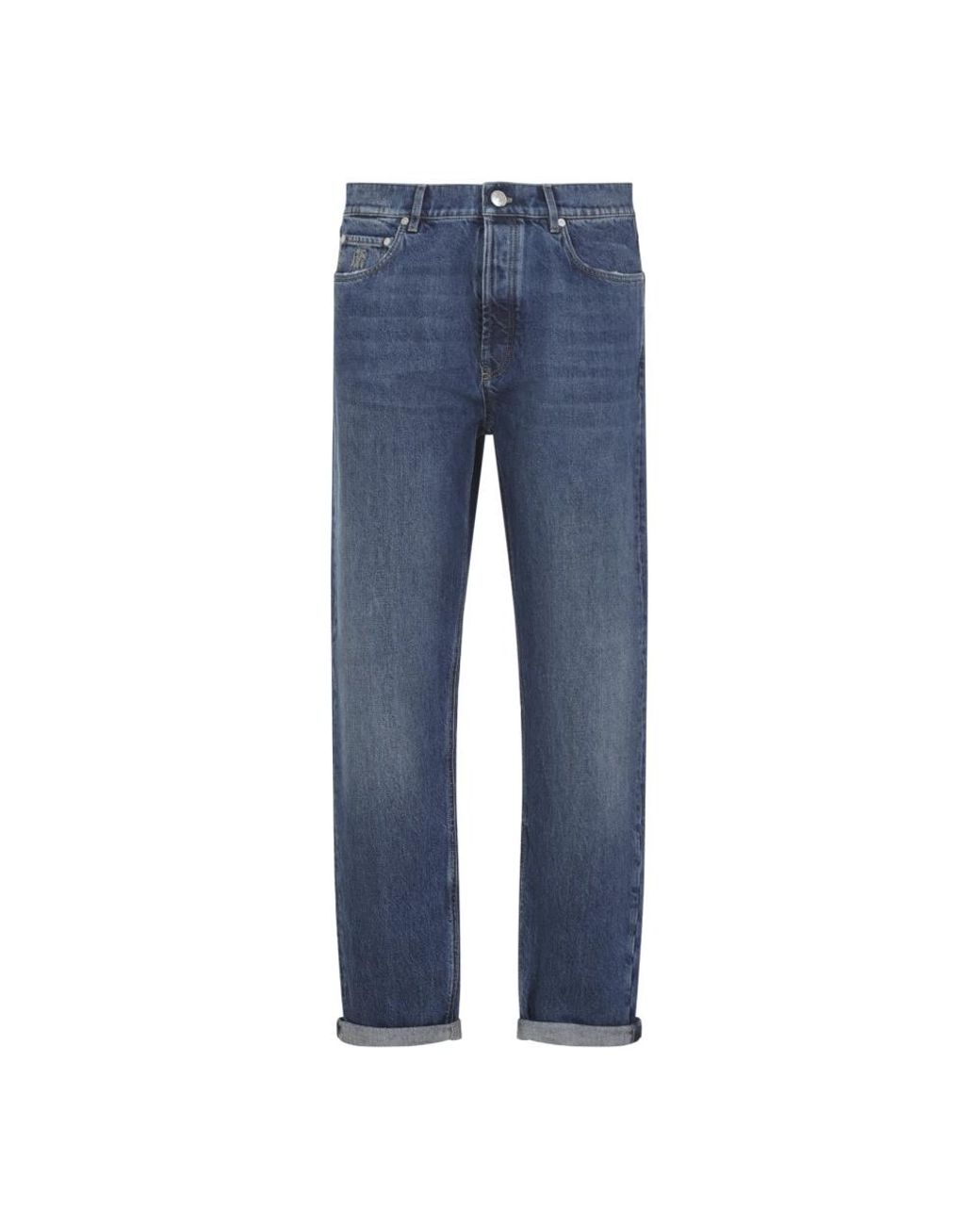 Brunello Cucinelli Jeans ,Blauw ,Katoen Blauwe Jeans Voor Mannen Aw 25 in het Blue voor heren
