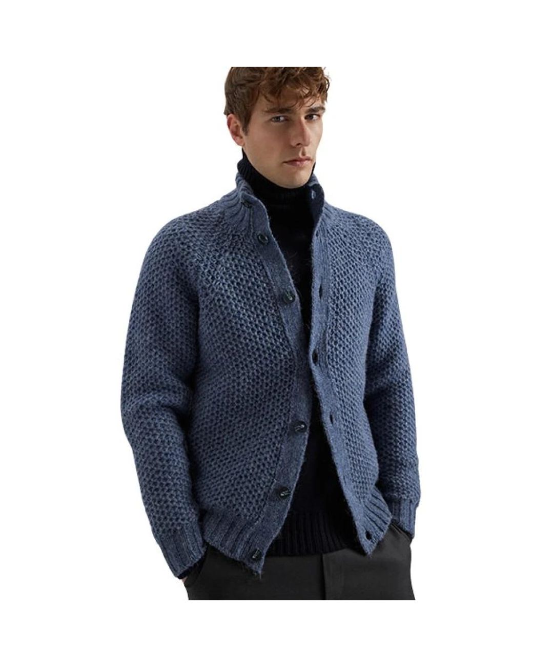 Alpha Studio Bomber Nido D'Ape Soft Alpaca in het Blue voor heren
