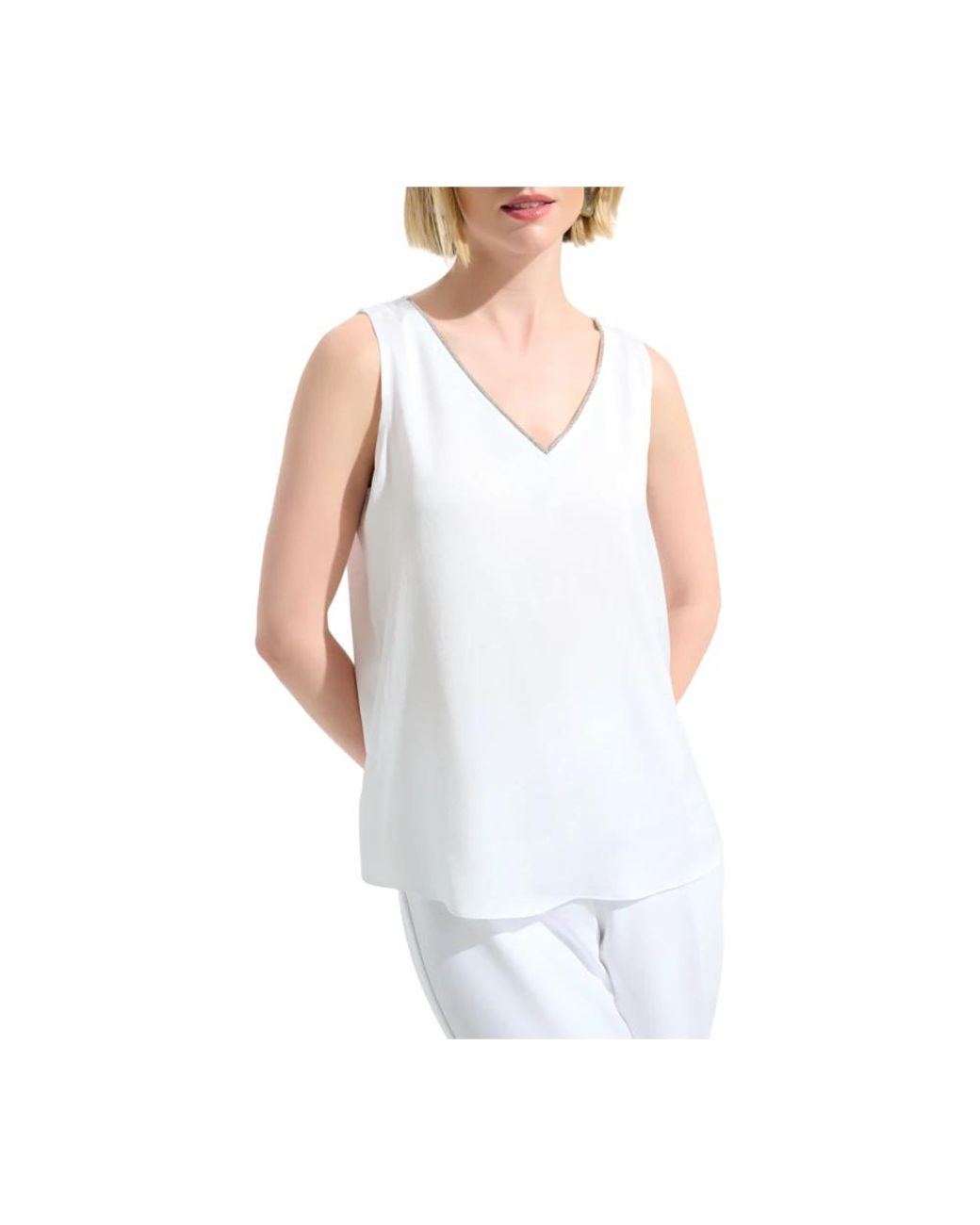 Joseph Ribkoff White Sleeveless Tops