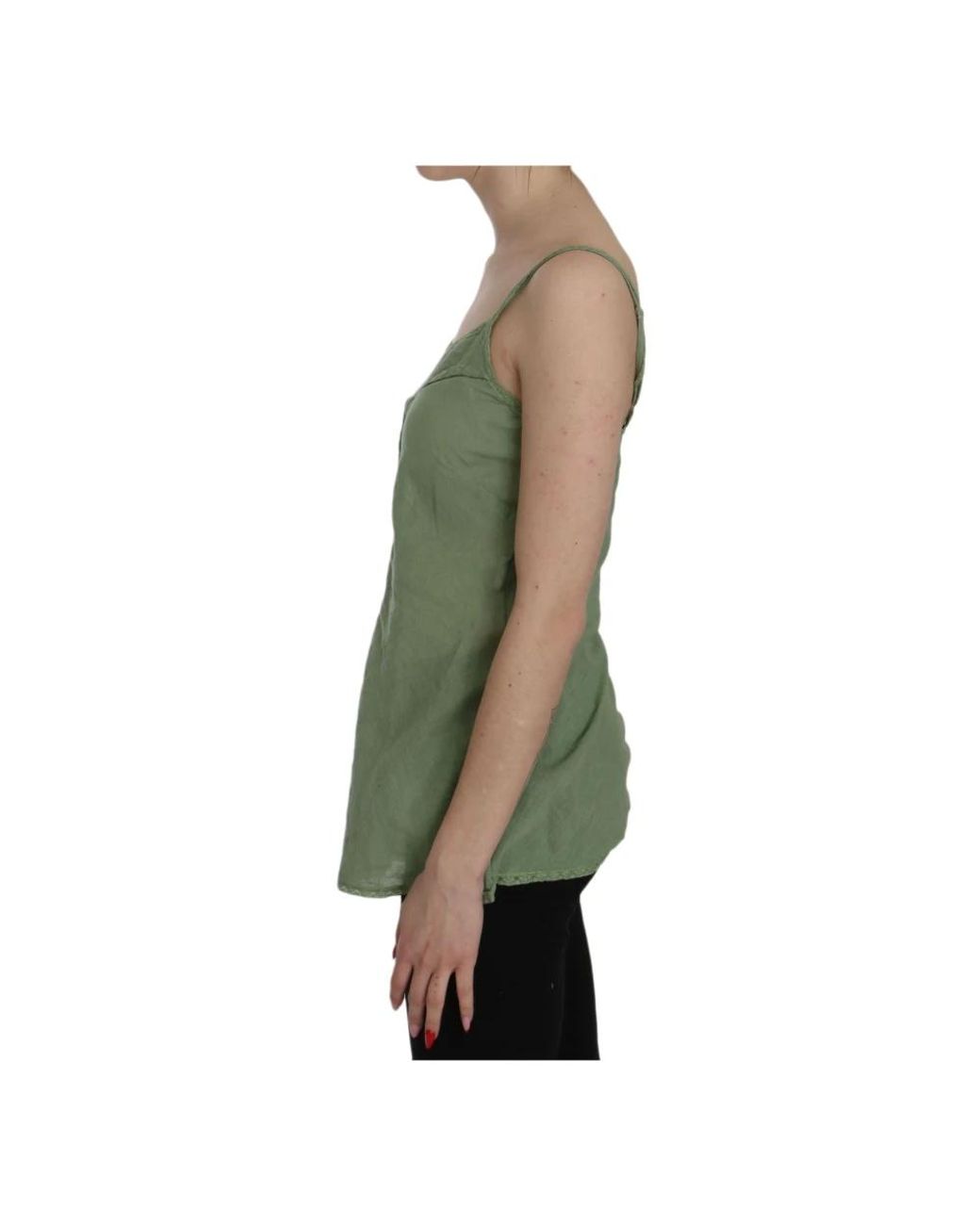 Pink Memories Green Sleeveless Tops