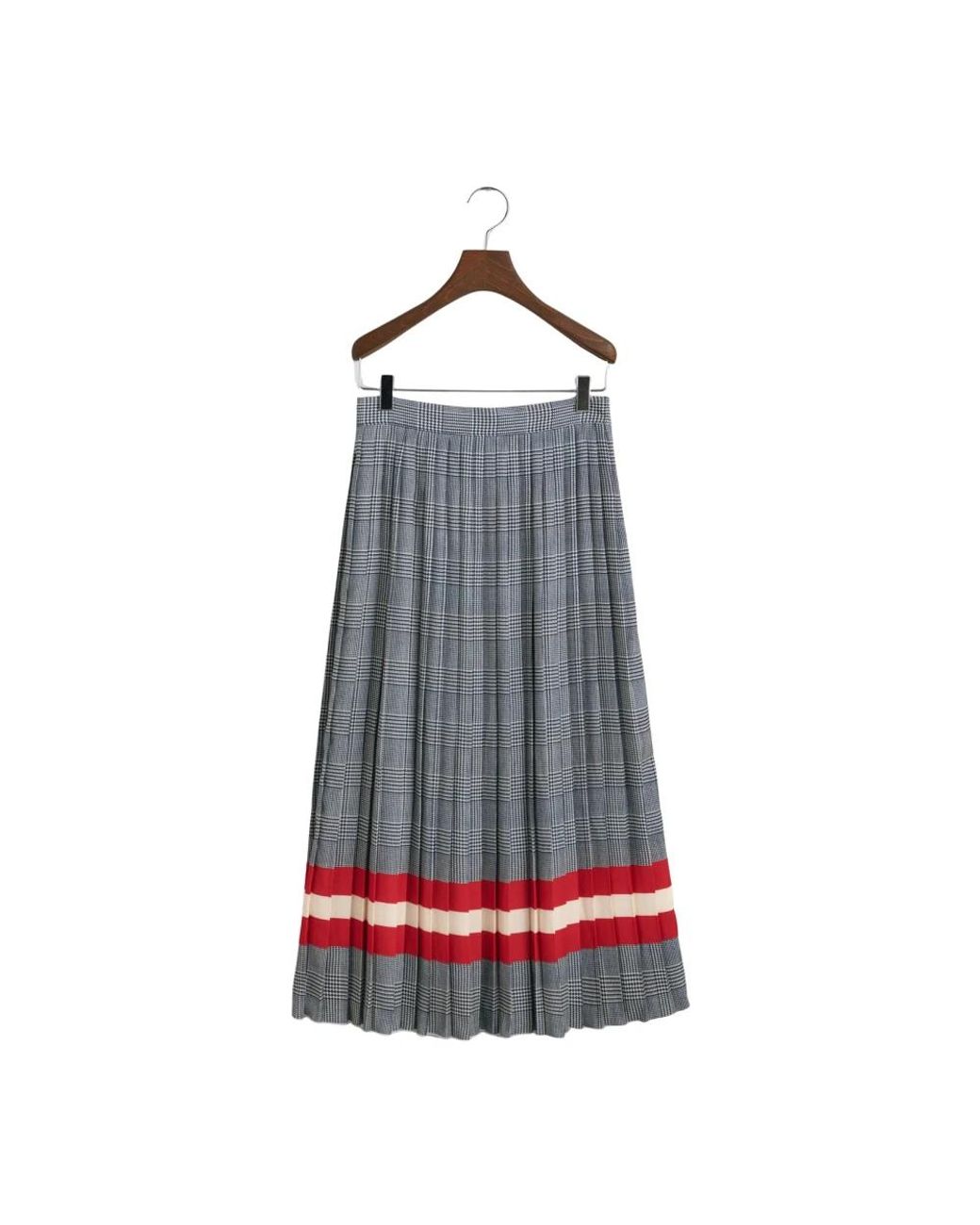 Gant Rokken ,Blauw ,Polyester Geplooide Rok Met Ruitprint in het Blue