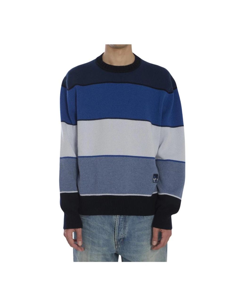 Dior Cd Diamond Patch Gestreifter Pullover in Blue für Herren