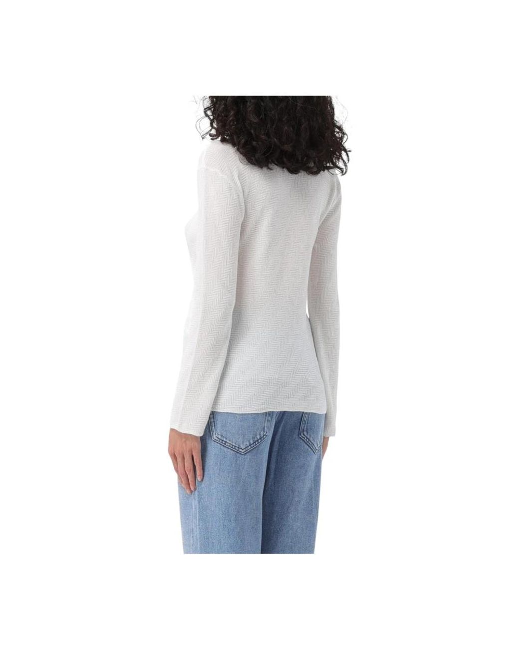 Emporio Armani White Round-Neck Knitwear