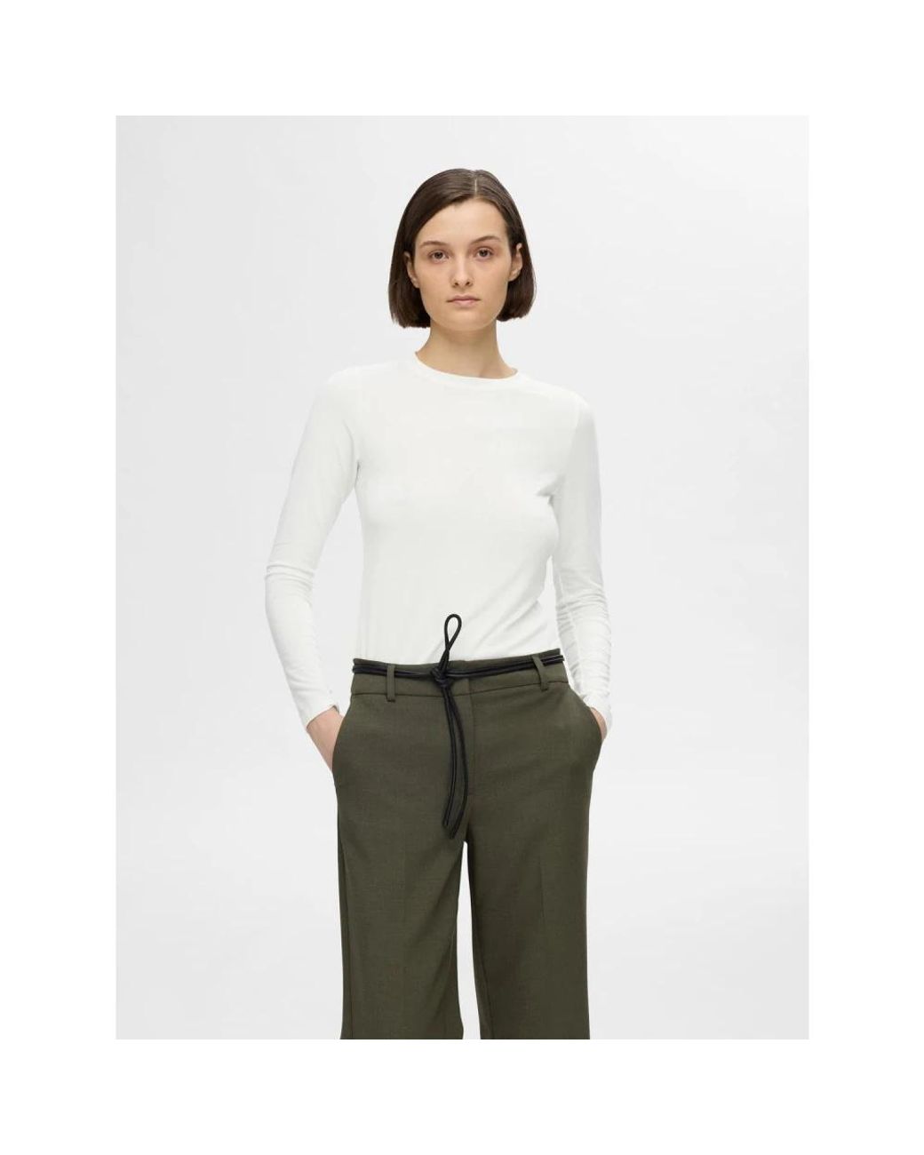 SELECTED White Langarmshirt