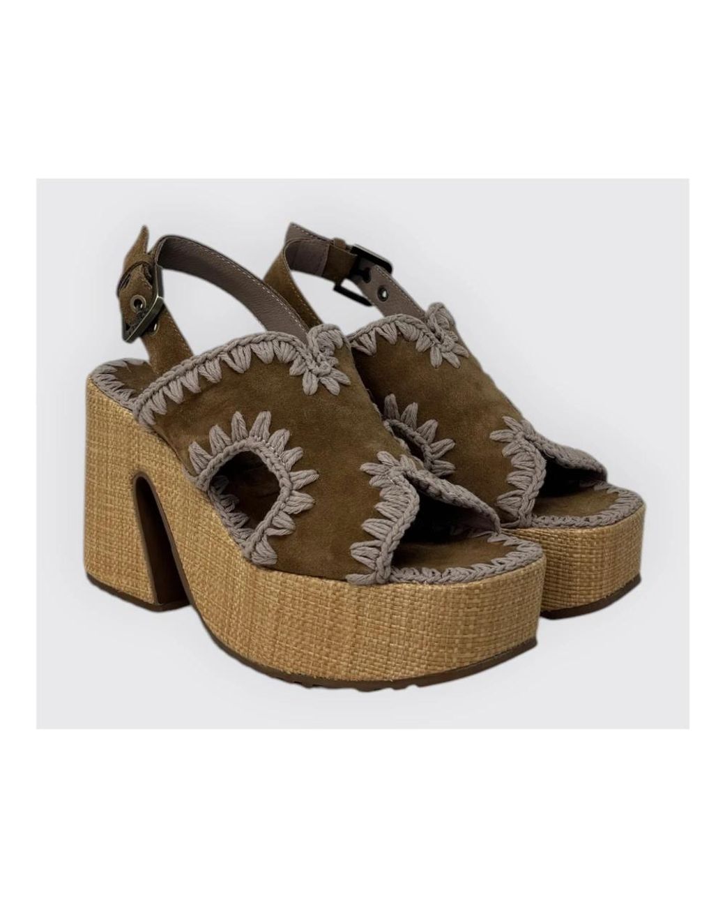 Mou Brown Raffia Platform