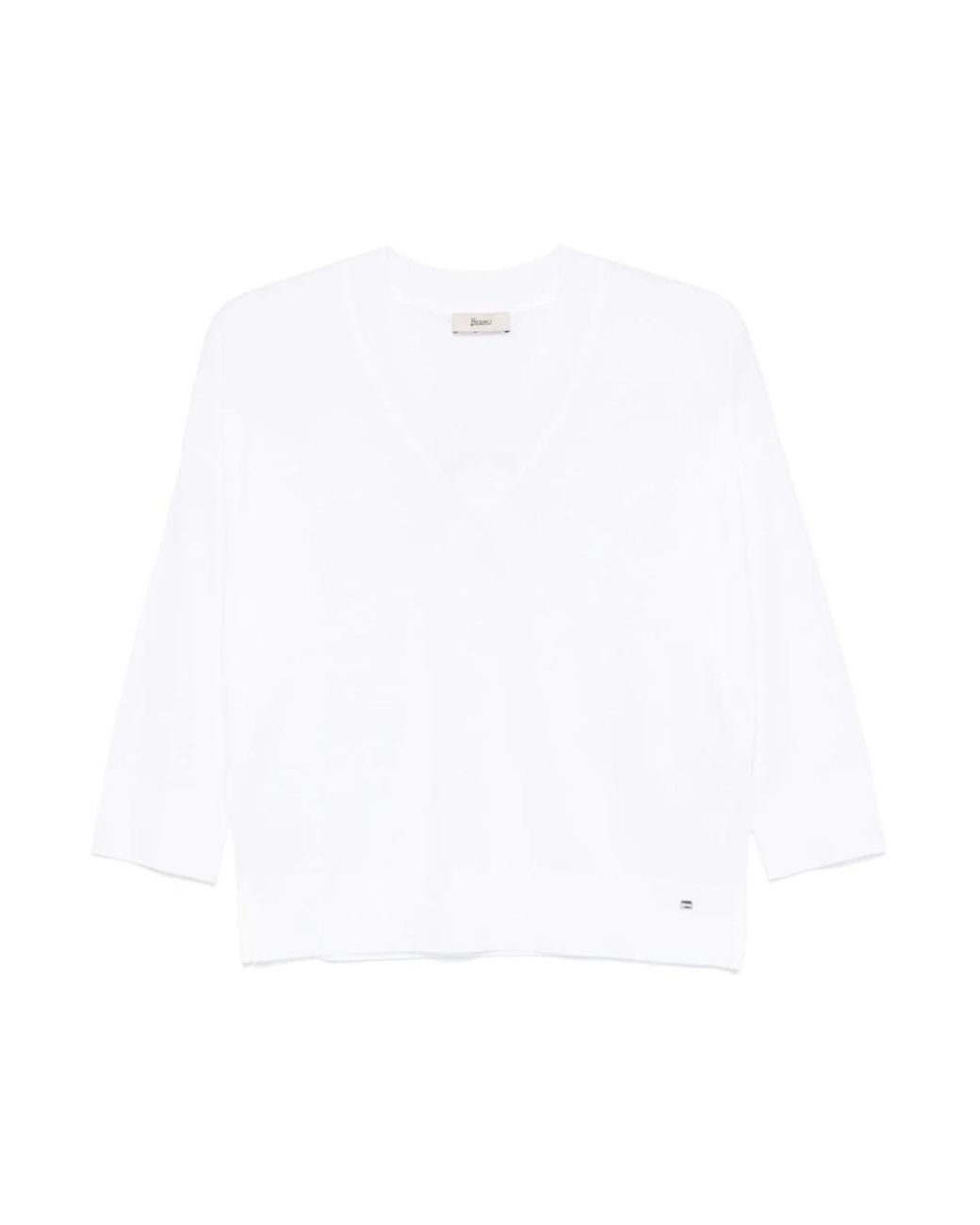 V-Neck Knitwear Herno de color White