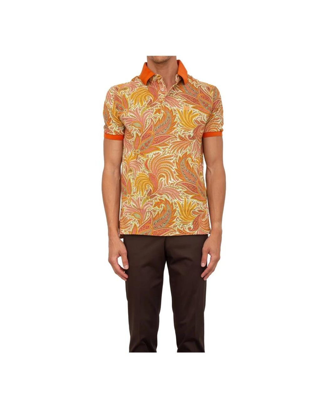 Etro Tops ,Oranje ,Katoen Klassiek Polo Shirt Voor Mannen in het Metallic voor heren
