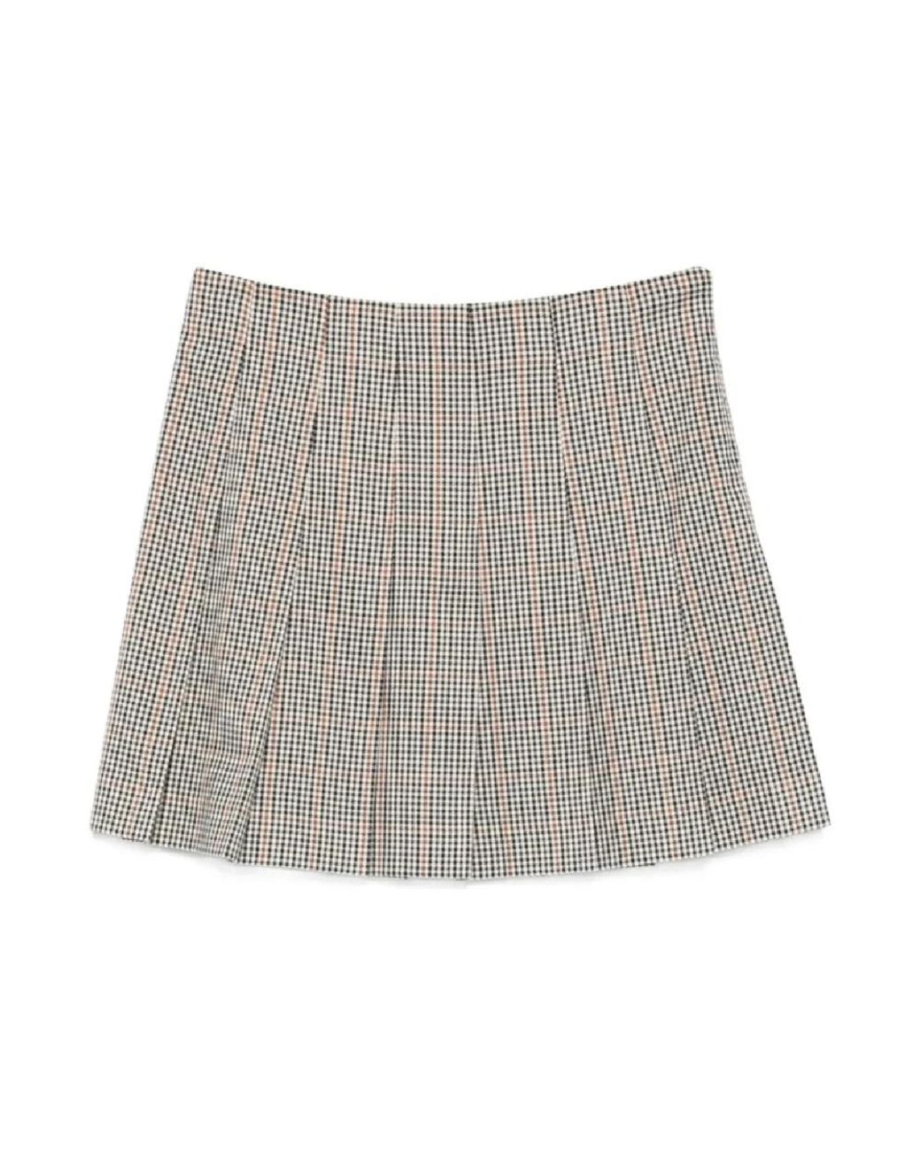 MSGM Rokken ,Veelkleurig ,Polyester Logo Patch Checked Skirt in het Gray