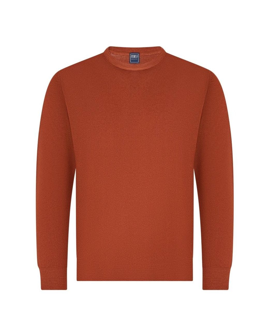 Fedeli Orange Round-Neck Knitwear for men
