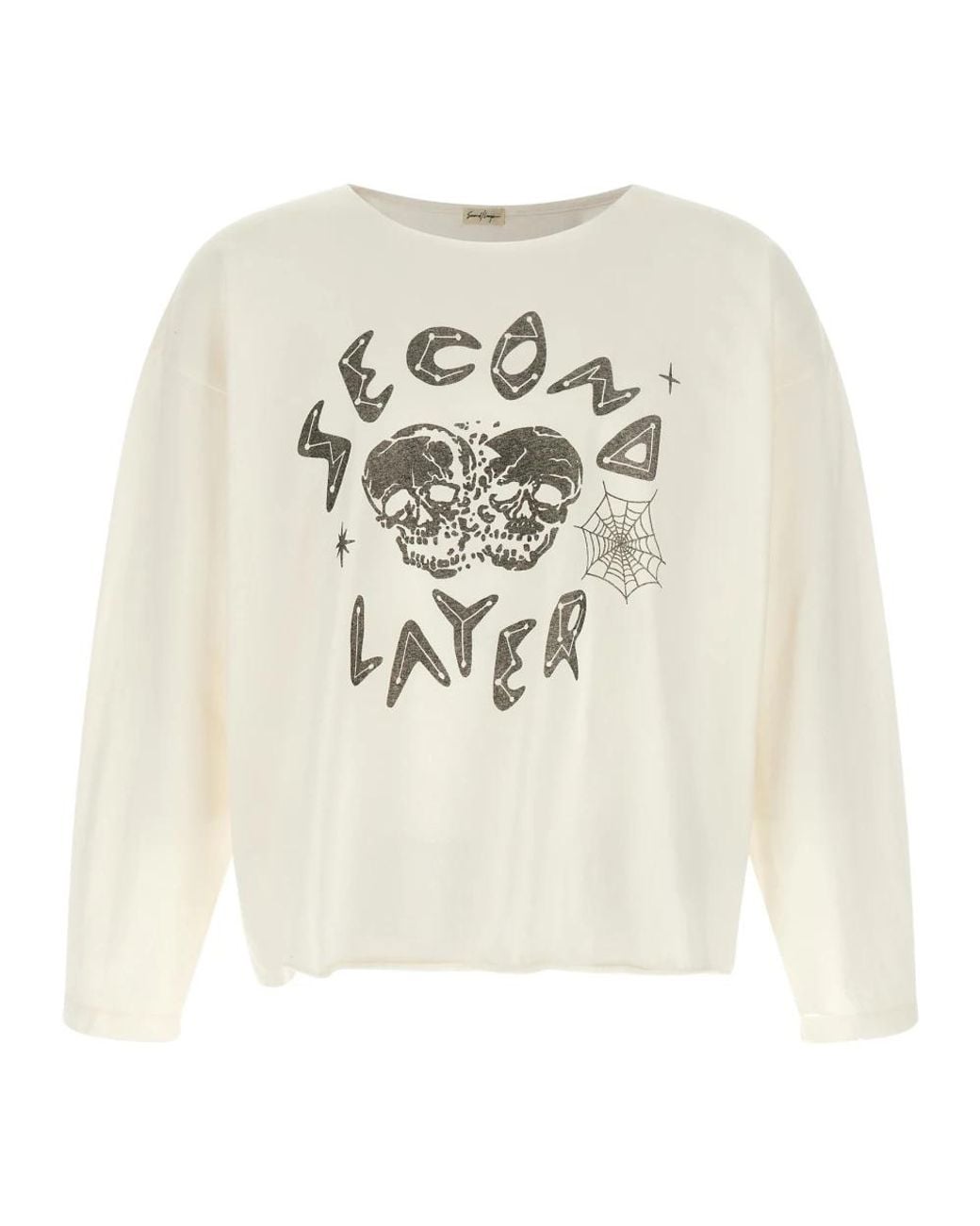 Second/Layer White Long Sleeve T-Shirts for men