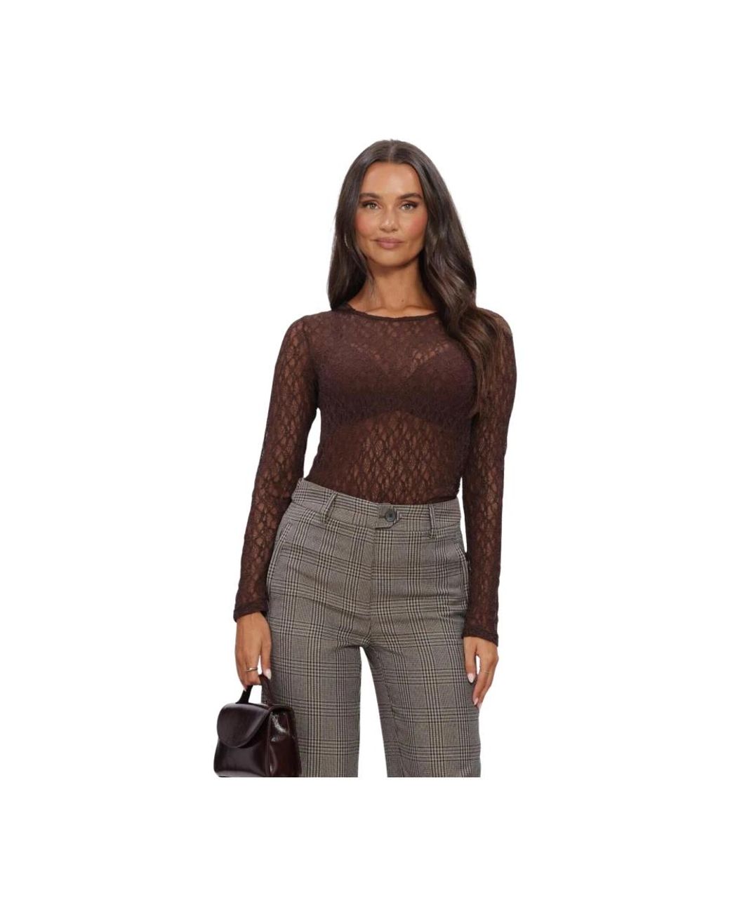 Blouses co'couture de color Brown