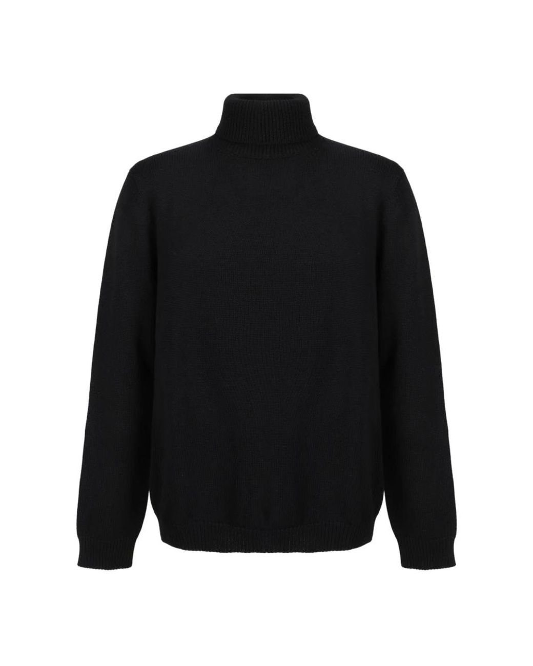 Roberto Collina Truien & Vesten ,Zwart ,Wol Zwarte Merinowol Coltrui Trui in het Black voor heren