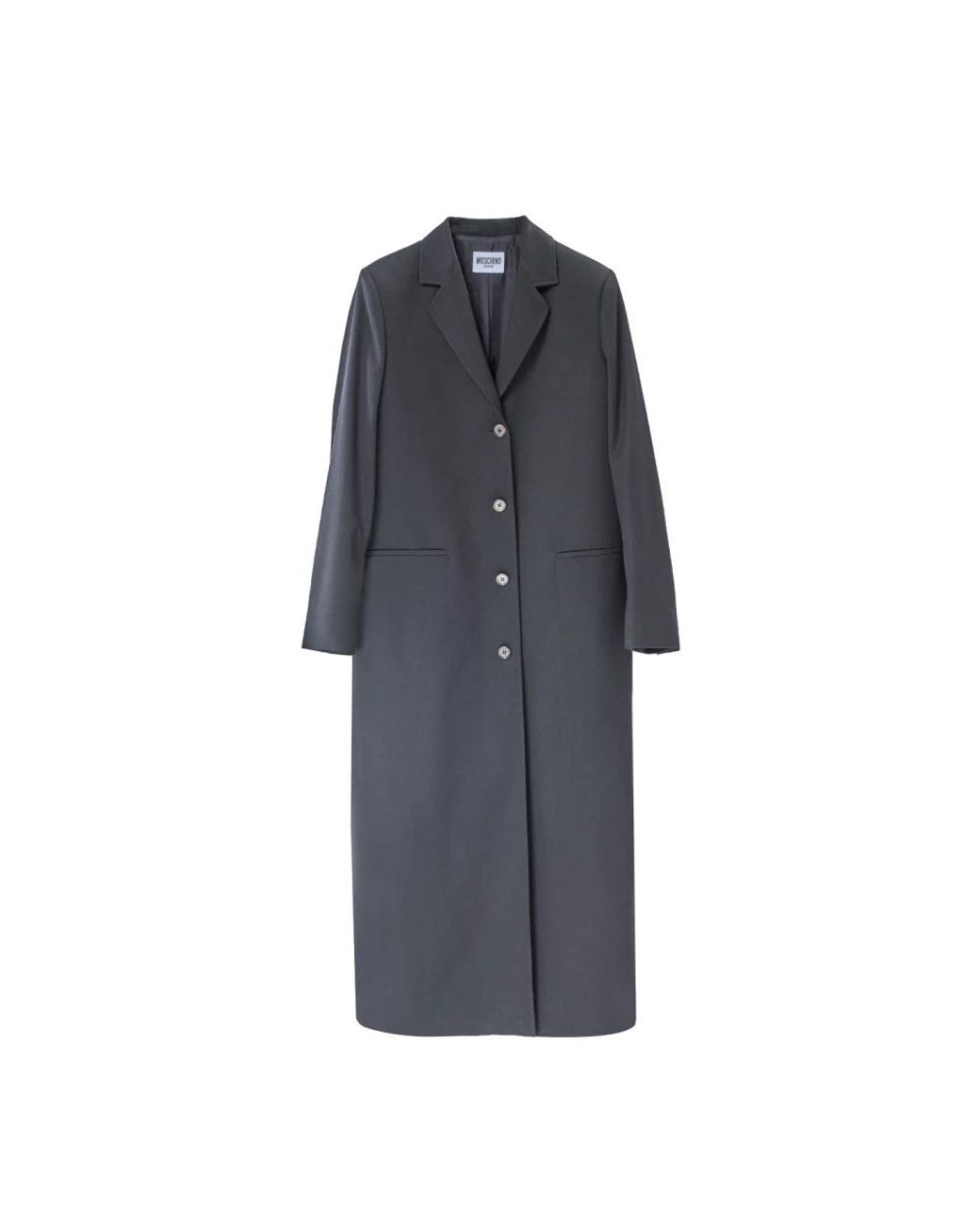 Moschino Jassen ,Zwart ,Wol Lange Wollen Jas Met Contrastknopen in het Gray