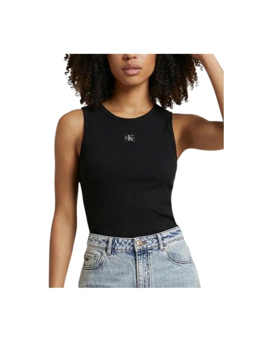 Calvin Klein Black Sleeveless Tops