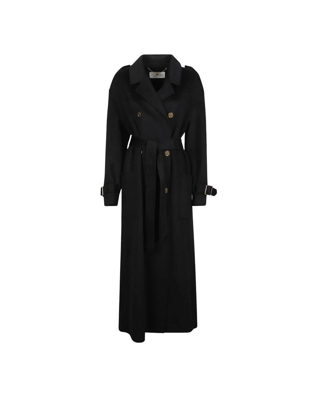 Elisabetta Franchi Black Belted Coats