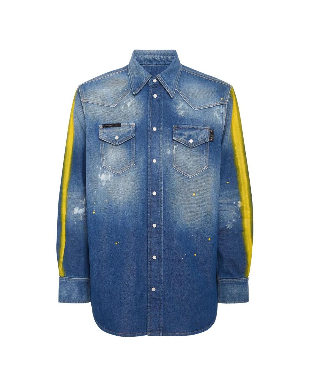 Philipp Plein Blue Denim Shirts for men