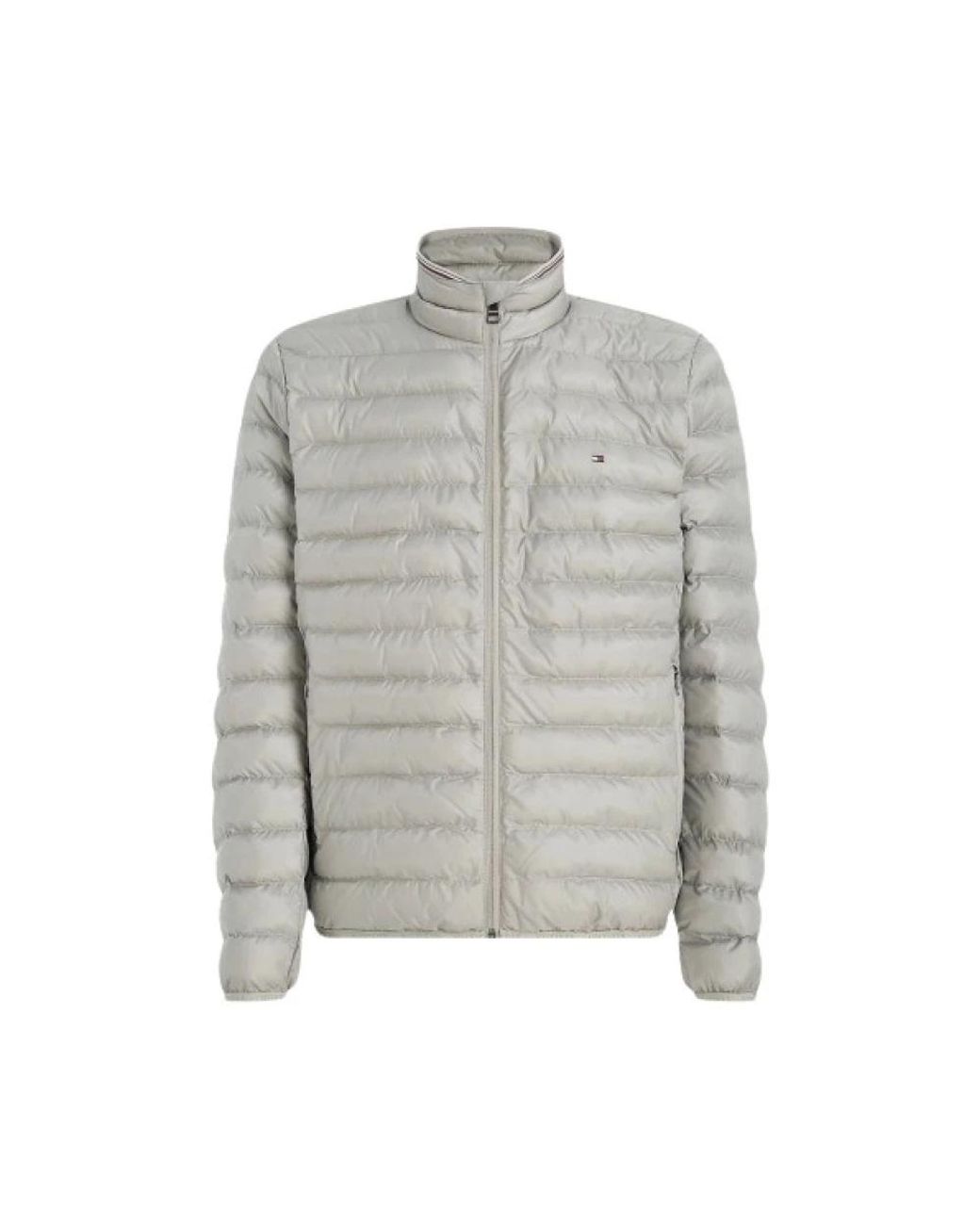 Tommy Hilfiger Jassen ,Grijs ,Polyester Inpakbare Lange Mouw Puffer Jas in het Gray voor heren