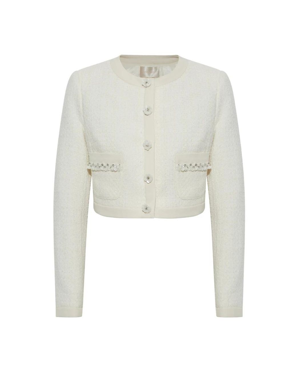 LoveShackFancy Tweed Blazer 'Alphie' in het White