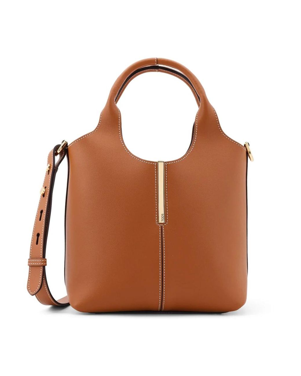 Borsa in pelle con dettaglio in metallo di Tod's in Brown