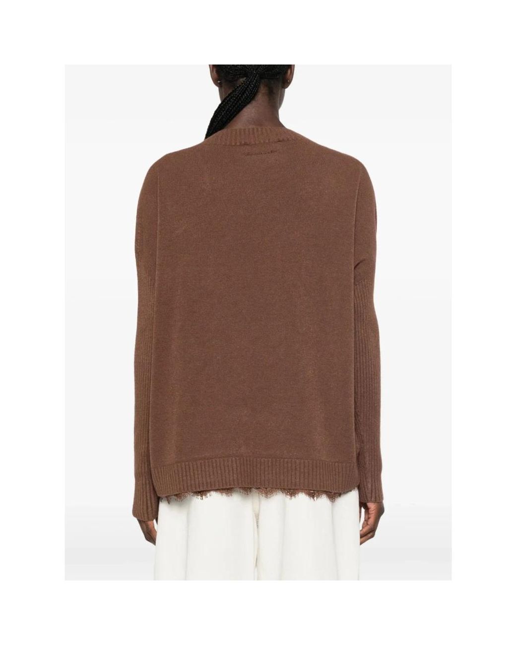Ermanno Scervino Brown Round-Neck Knitwear