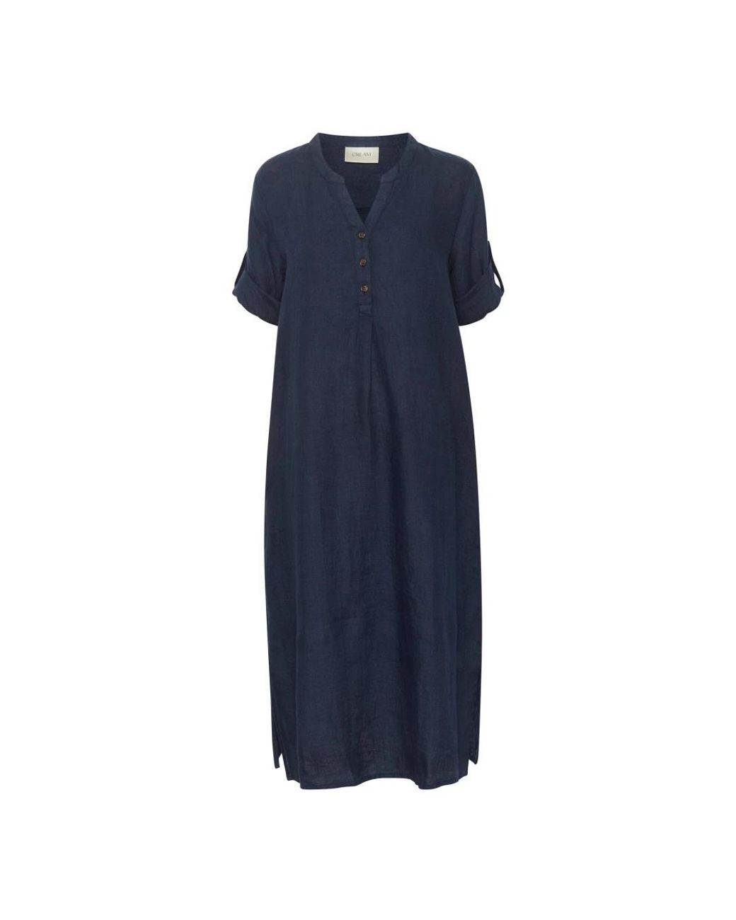 Cream Kleedjes ,Blauw ,Linnen Blauwe Caftan Jurk Met V-Hals in het Blue