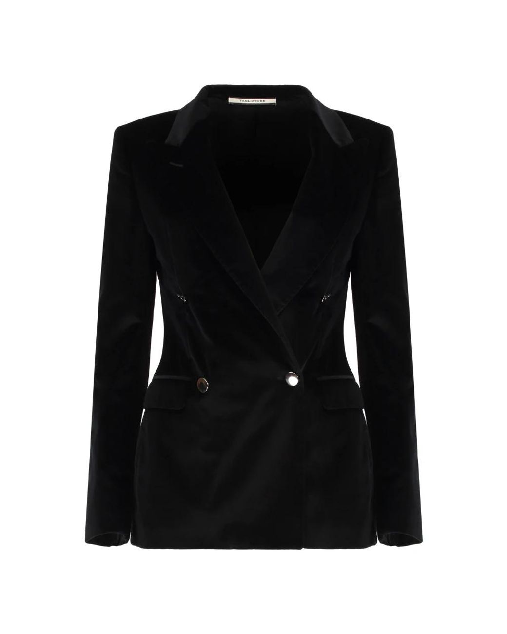Tagliatore Double-Breasted Velvet Jacket in het Black