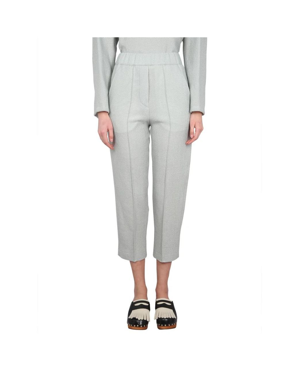 Alysi Gray Cropped Trousers