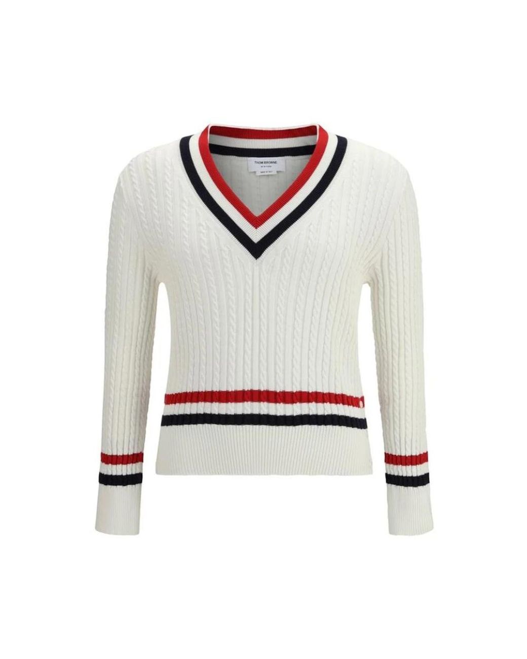 Thom Browne White V-Neck Knitwear for men