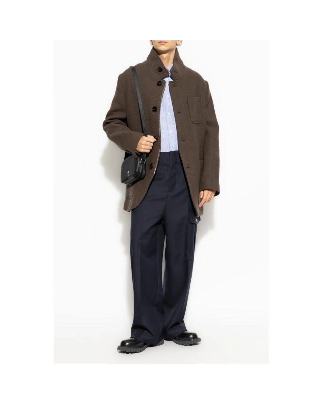 AMI Brown Single-Breasted Coats for men