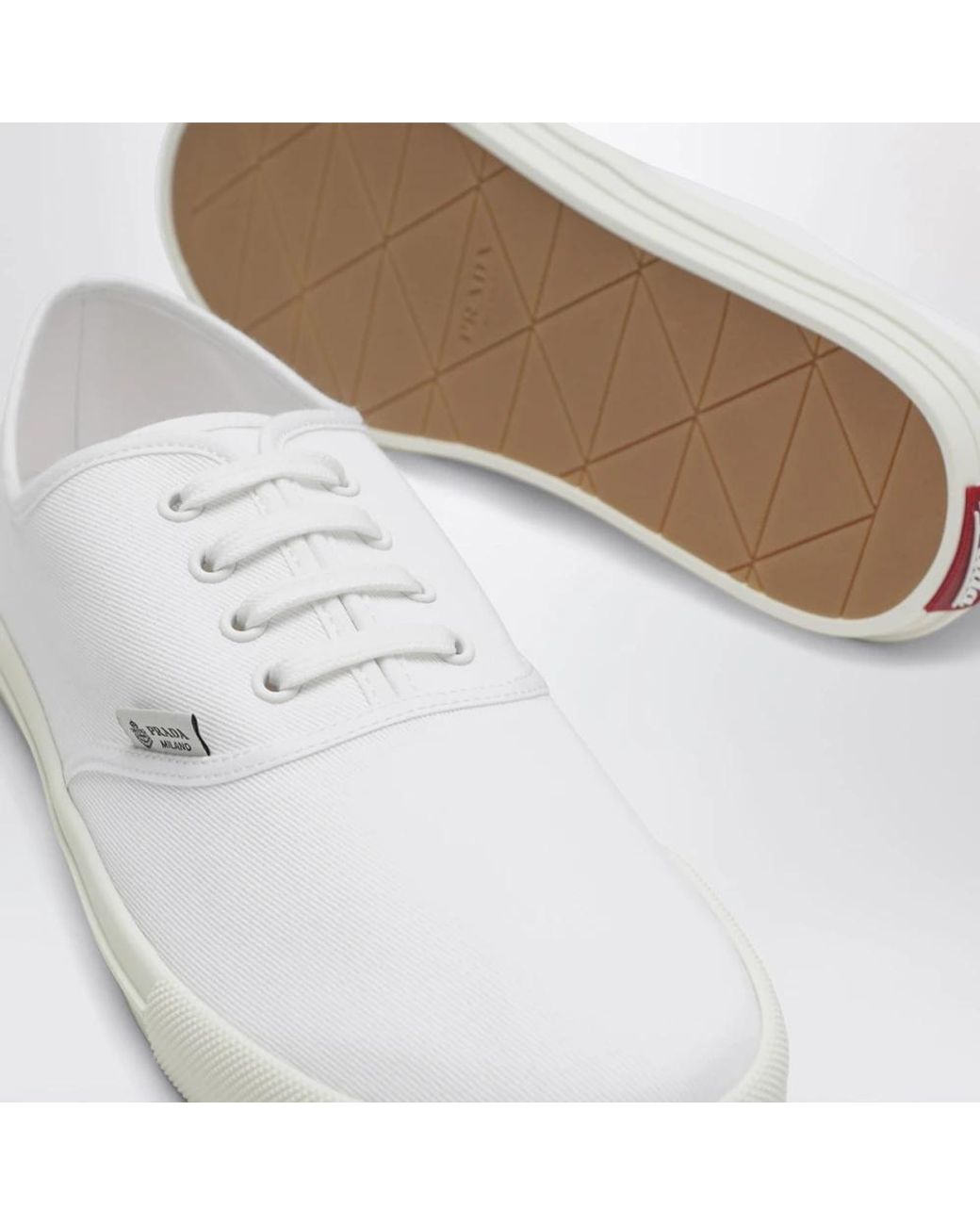 Prada White Canvas Drill Sneakers
