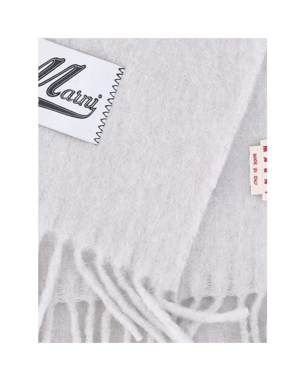 Marni White Schal Mit Logo-Patch