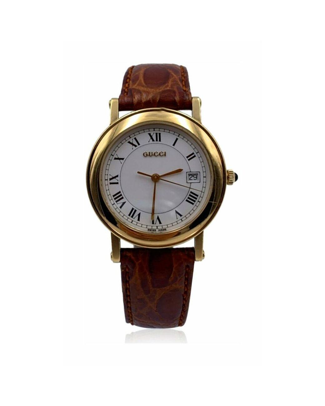 Bracelet en cuir de montre en acier inoxydable 7200 M Vintage Tone Gucci en  coloris Jaune | Lyst
