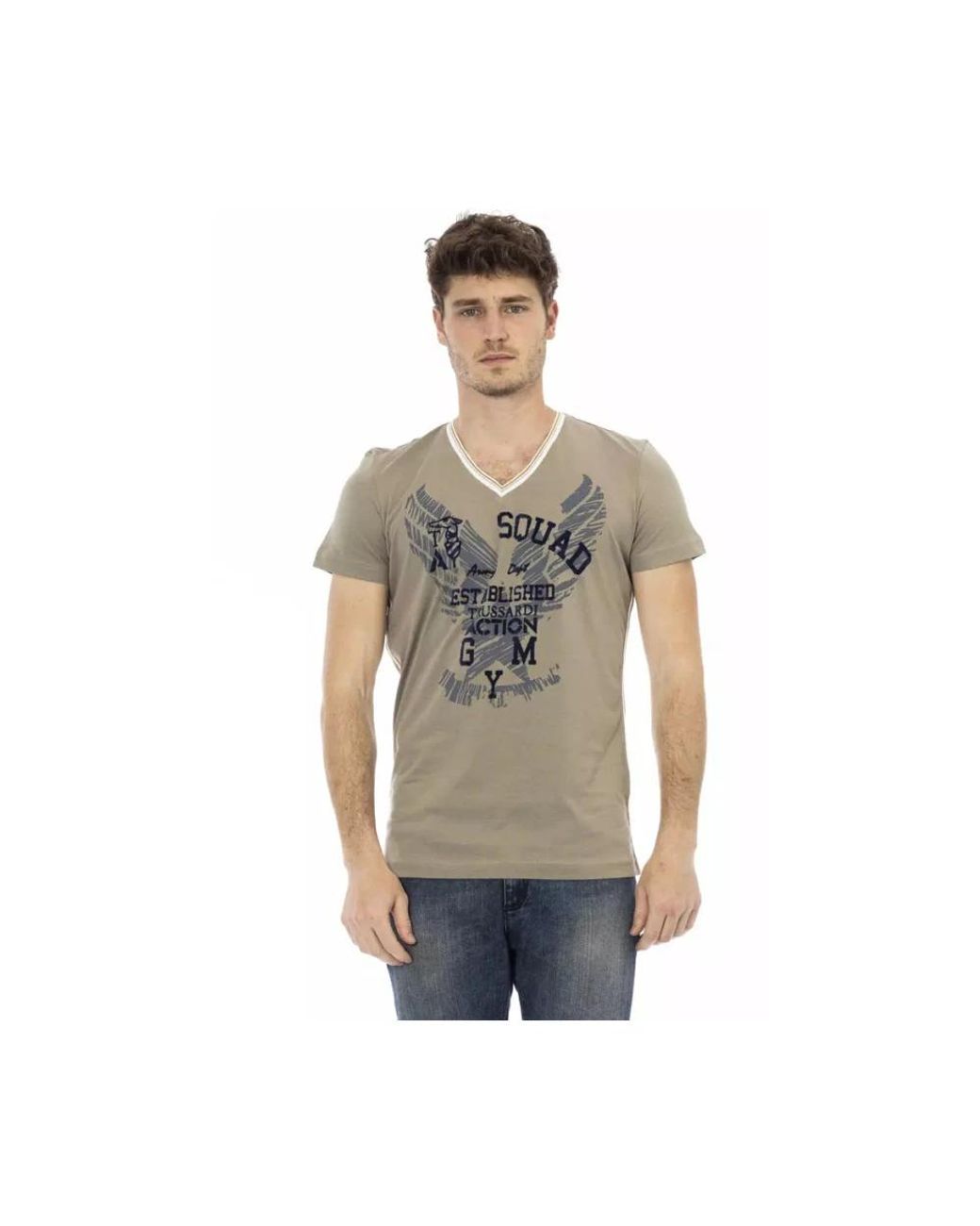 Trussardi Tops ,Groen ,Katoen Action Katoenen T-Shirt in het Gray voor heren