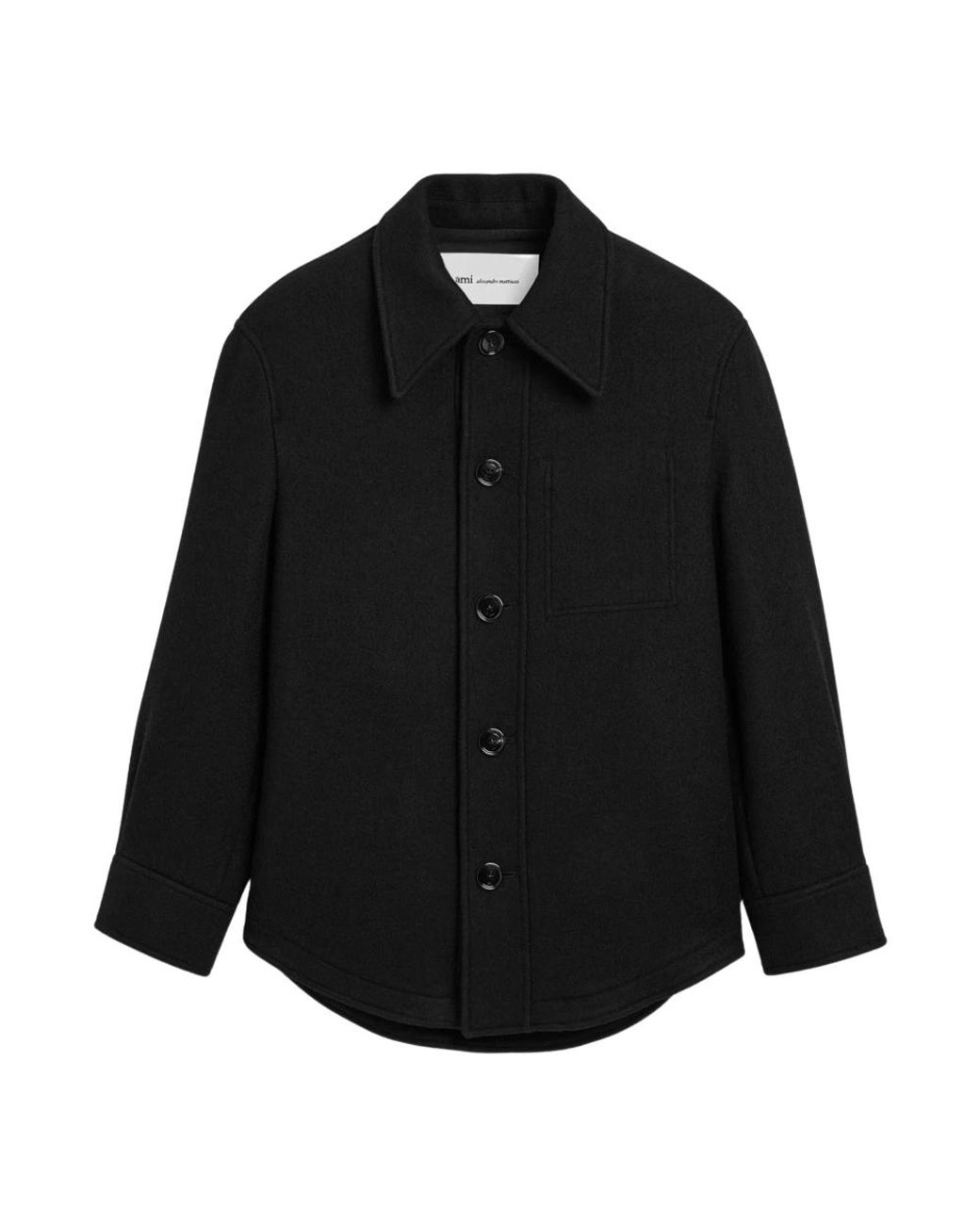 AMI Black Single-Breasted Coats for men
