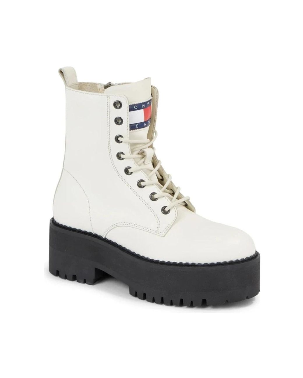 Tommy Hilfiger White Lace-Up Boots