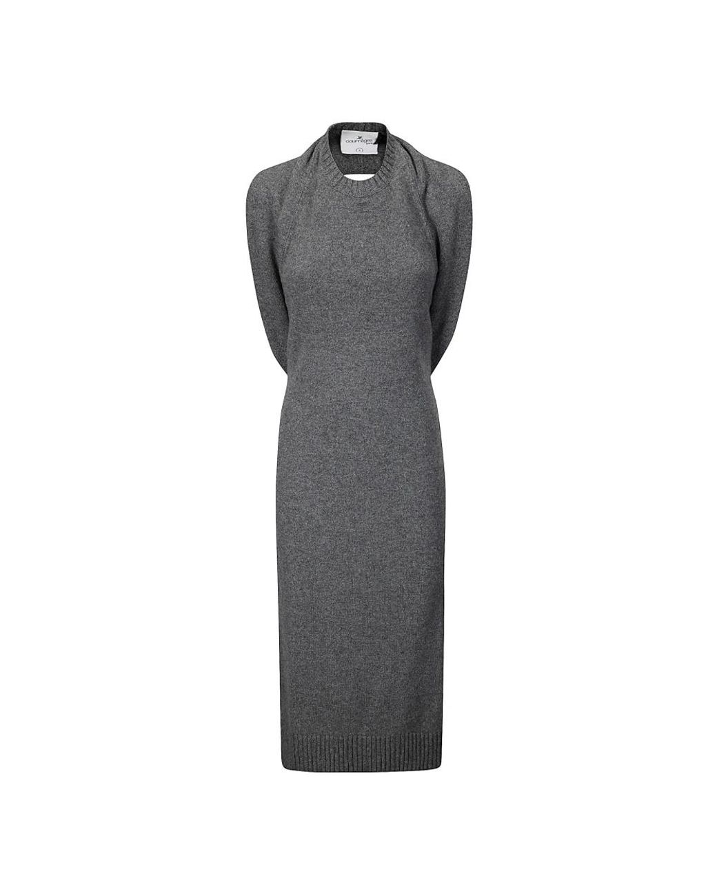 Courreges Kleedjes ,Grijs ,Wol Lamswollen Midi Jurk Multi-Styling in het Gray