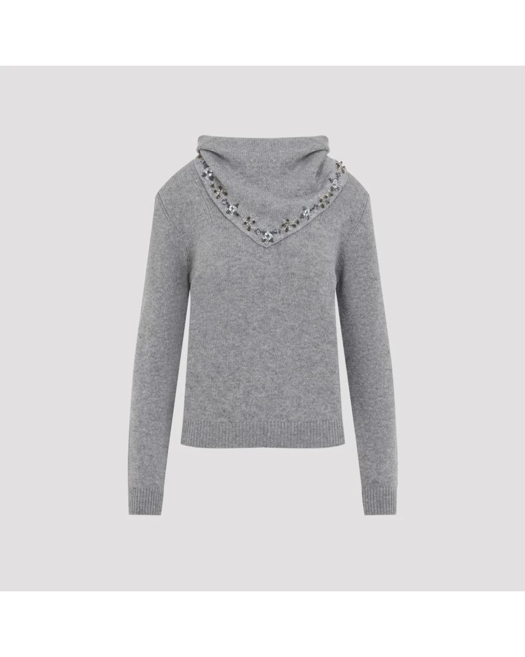 Prada Gray Cashmere Knitwear