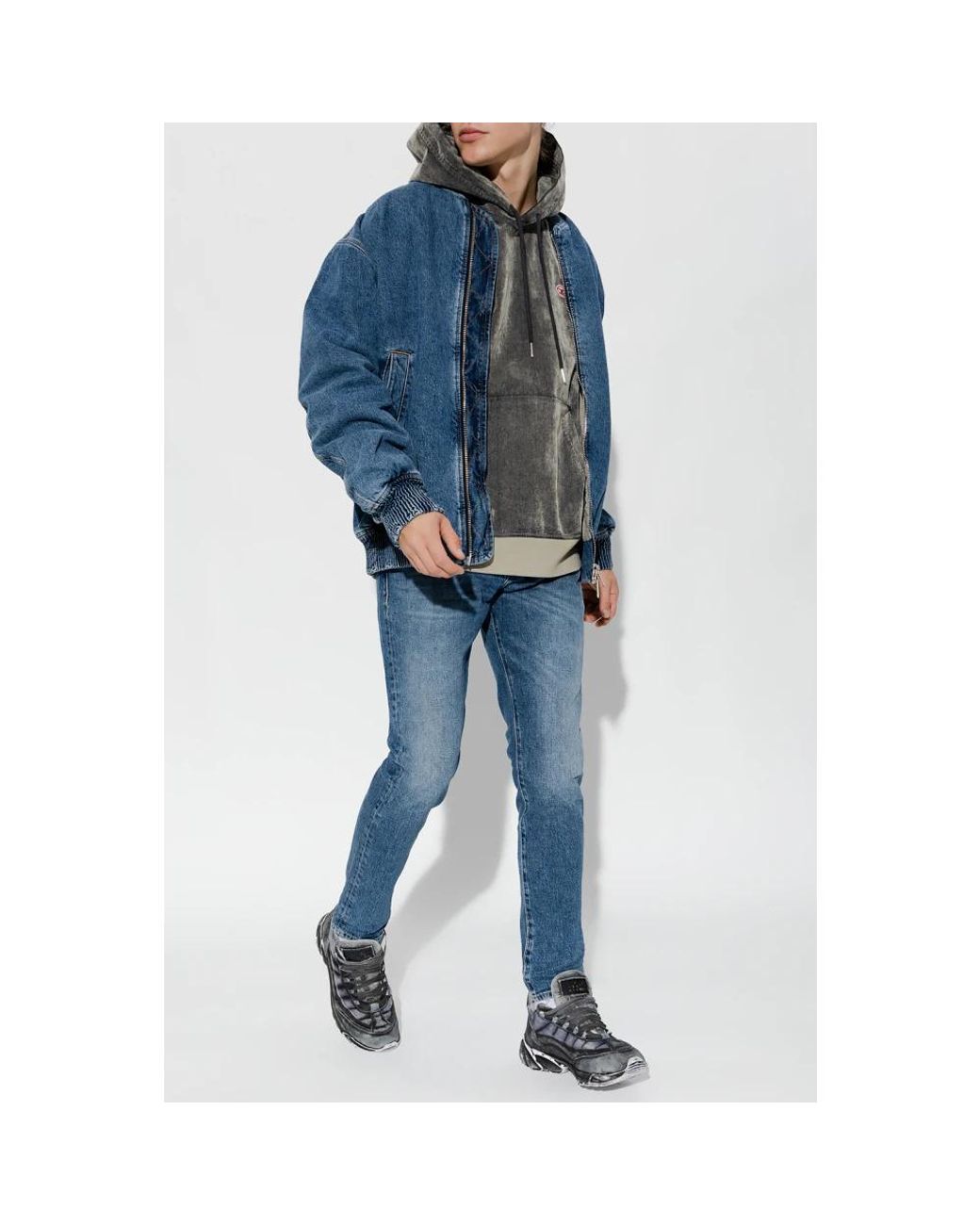 DIESEL Blue D-weltik Denim Bomber Jacket for men