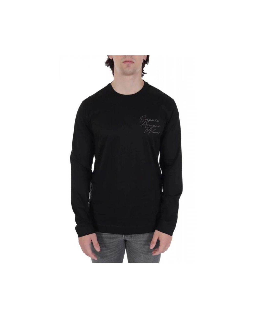 Emporio Armani Black Long Sleeve T-Shirts for men