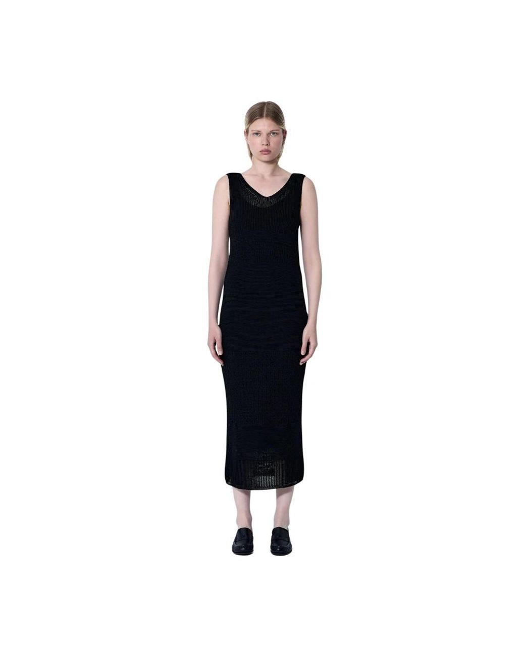 Max Mara Kleedjes ,Zwart ,Katoen Gehaakte Gebreide Midi Jurk in het Black