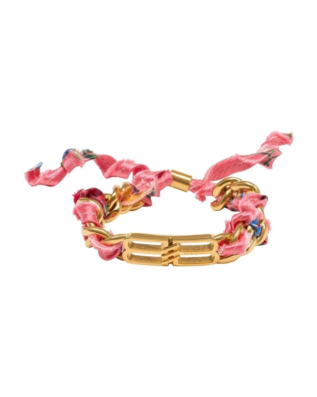 Balenciaga Pink Bb Icon Ribbon Bracelet