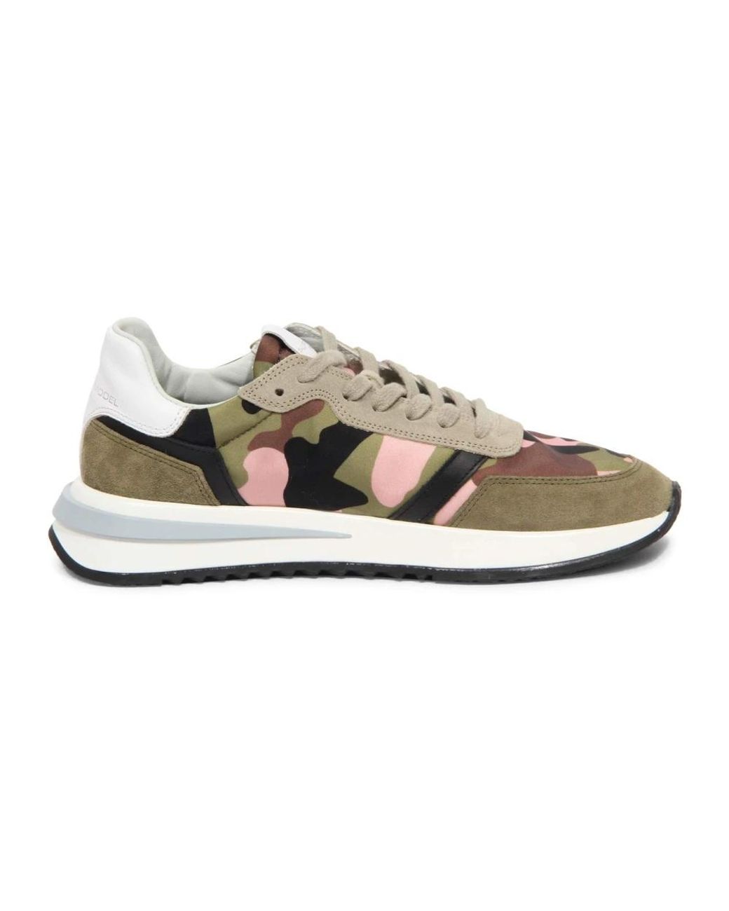 Philippe Model Schoenen ,Groen ,Lage Camo Military Rose Sneakers in het Gray