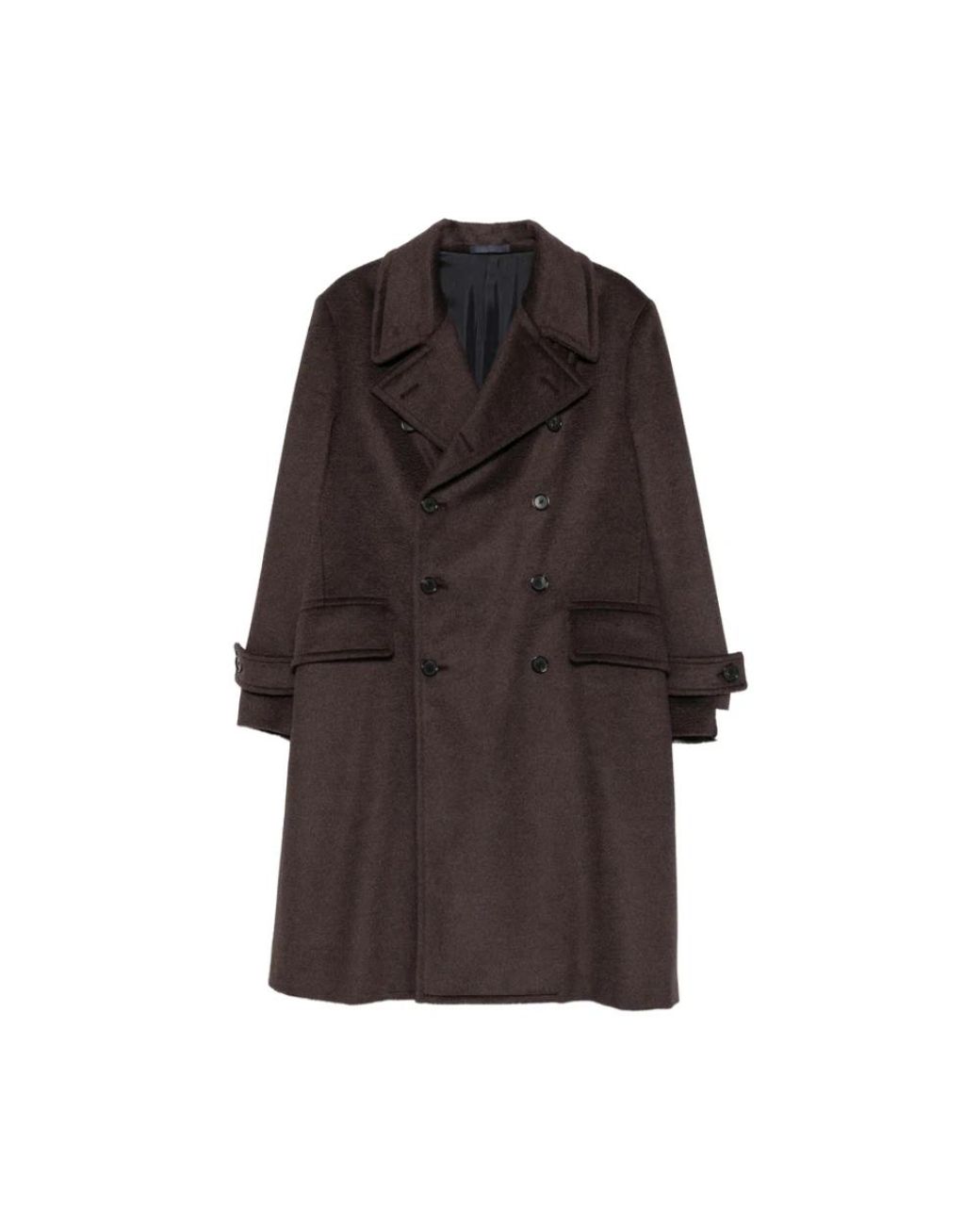 Caruso Brown Double-Breasted Coats for men