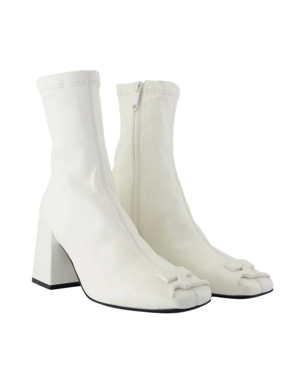 Courreges White Weiße Leder Stiefeletten