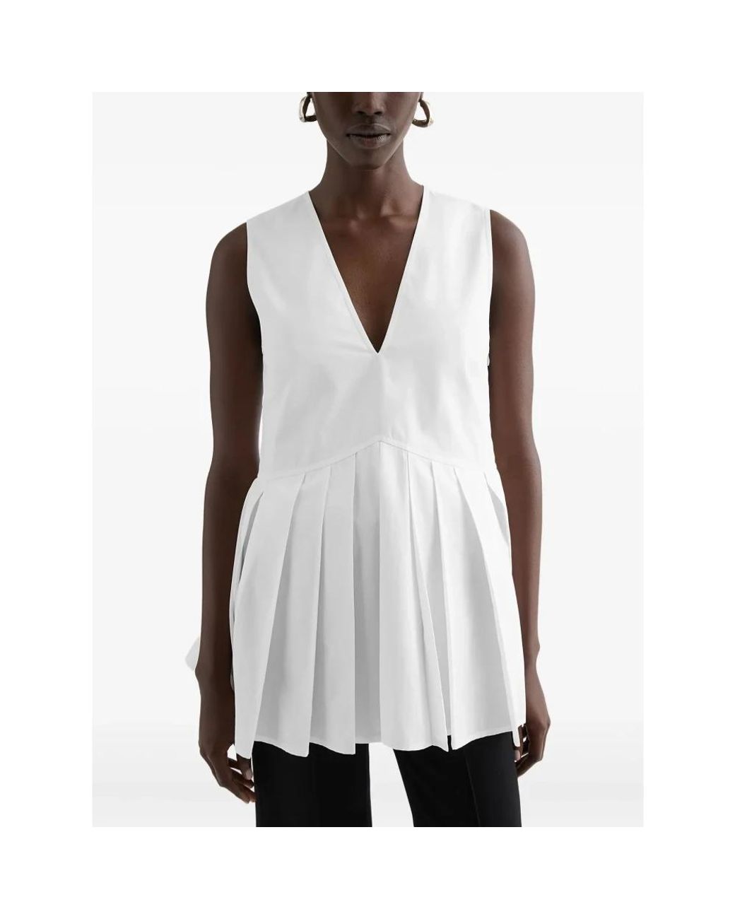 Jil Sander White Sleeveless Tops