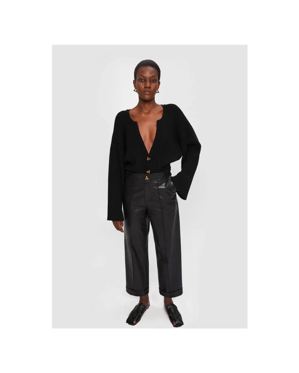 Leather Trousers Aeron de color Black