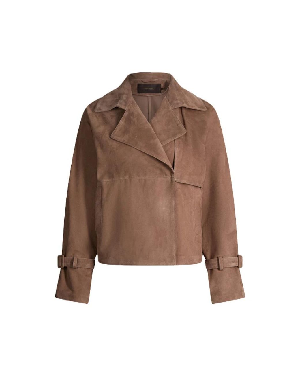 Windsor. Lammvelours Trench Lederjacke in het Brown